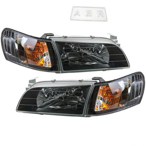 2pcs Front Black Face HeadLight Lamp Fits For Corolla Ae100 Ae101 E100