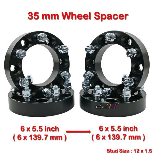 4 WHEEL SPACERS 35MM THICK | FITS 12X1.5 6X5.5 OR 6X139.7 6 LUG VEHICLES