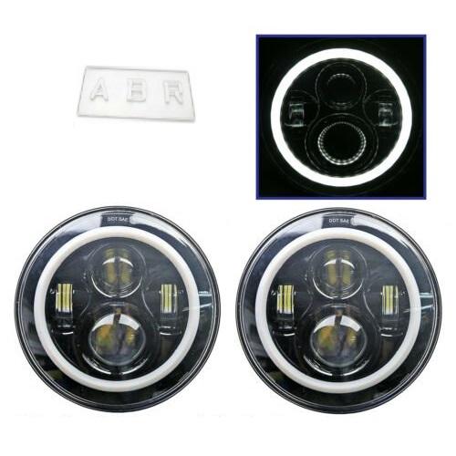 2x 7 Inch 40W Round CREE LED Projector Angel Eye Headlight For Wrangler JK/TJ/CJ